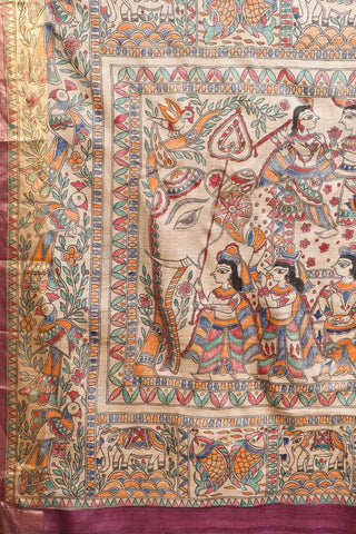 Kosakari “Rajvanshi” – Pure Kosa Silk Madhubani Art Saree
