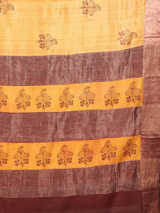 Kosakari “Hiranya” – Pure Kosa Silk Hand Block Printed Saree