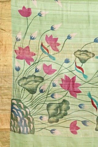 Kosakari “Padmini” – Pure Kosa Silk Hand Painted Kalamkari Saree