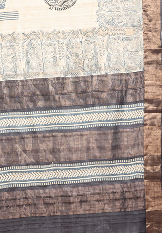 Kosakari “Mridula” – Pure Kosa Silk Hand Block Printed Saree