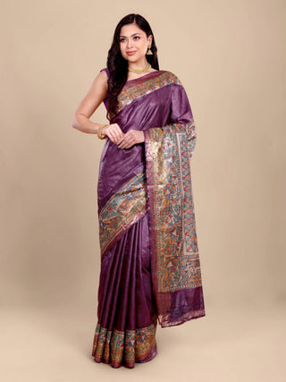 Kosakari “Rajvanshi” – Pure Kosa Silk Madhubani Art Saree