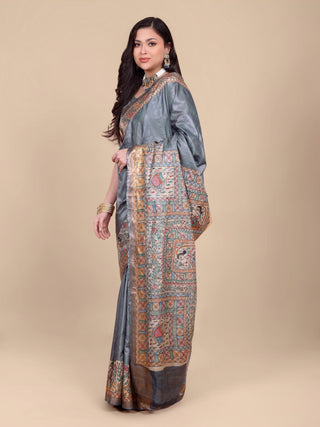 Kosakari “Neelambari” – Pure Kosa Silk Madhubani Art Saree