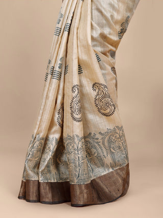 Kosakari “Mridula” – Pure Kosa Silk Hand Block Printed Saree