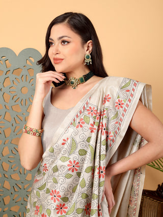 Kosakari “Prakriti” – Pure Kosa Silk Katha Art Saree