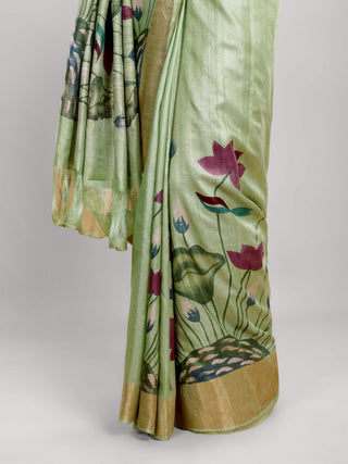 Kosakari “Padmini” – Pure Kosa Silk Hand Painted Kalamkari Saree