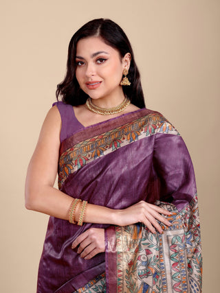 Kosakari “Rajvanshi” – Pure Kosa Silk Madhubani Art Saree