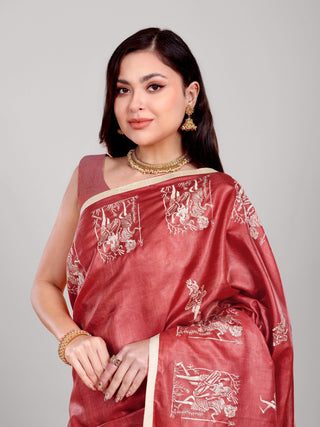 Kosakari “Tamrika” – Pure Kosa Silk Embroidery Saree