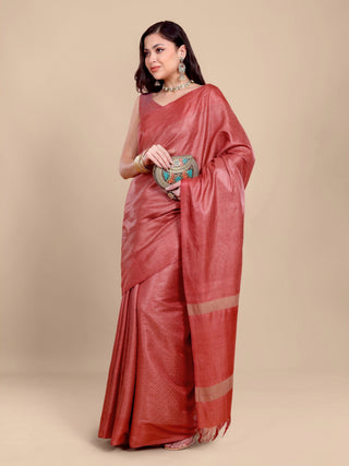 Kosakari “Padmaraga” – Pure Kosa Silk Handwoven Motif Saree