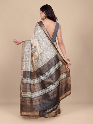Kosakari “Mridula” – Pure Kosa Silk Hand Block Printed Saree