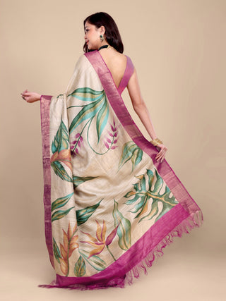 Kosakari “Vanya” – Pure Kosa Silk Hand Painted Kalamkari Saree
