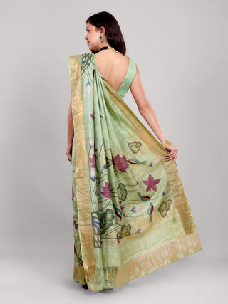 Kosakari “Padmini” – Pure Kosa Silk Hand Painted Kalamkari Saree