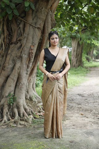 Kosakari Mridula | Beige Pure Kosa Tussar Silk Saree from Chhattisgarh