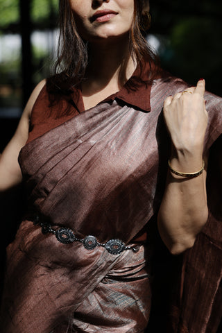 Kosakari Mridang | Brown Pure Kosa Tussar Silk Saree from Chhattisgarh