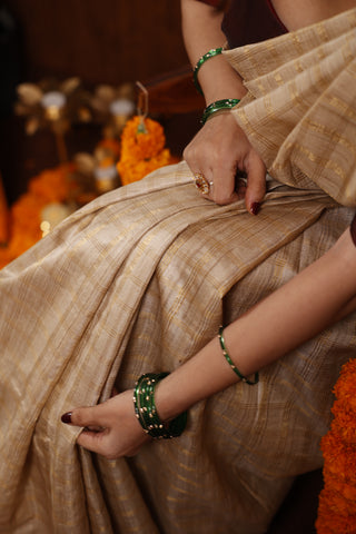 Kosakari Mallika | Off-White Pure Kosa Tussar Silk Saree from Chhattisgarh